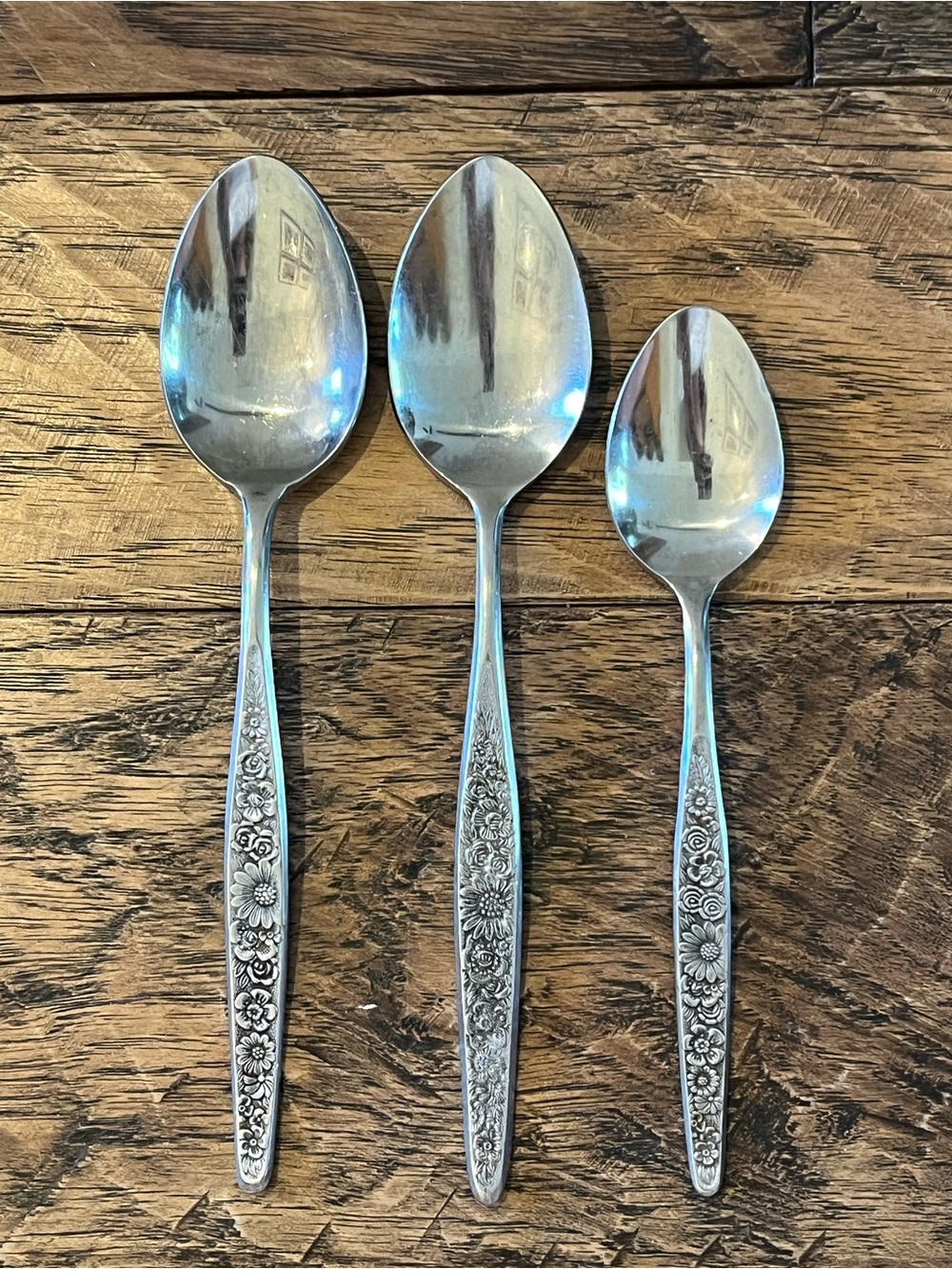 Vintage Floral Spoons  (Like Jardinera) Stainless by INTERPUR